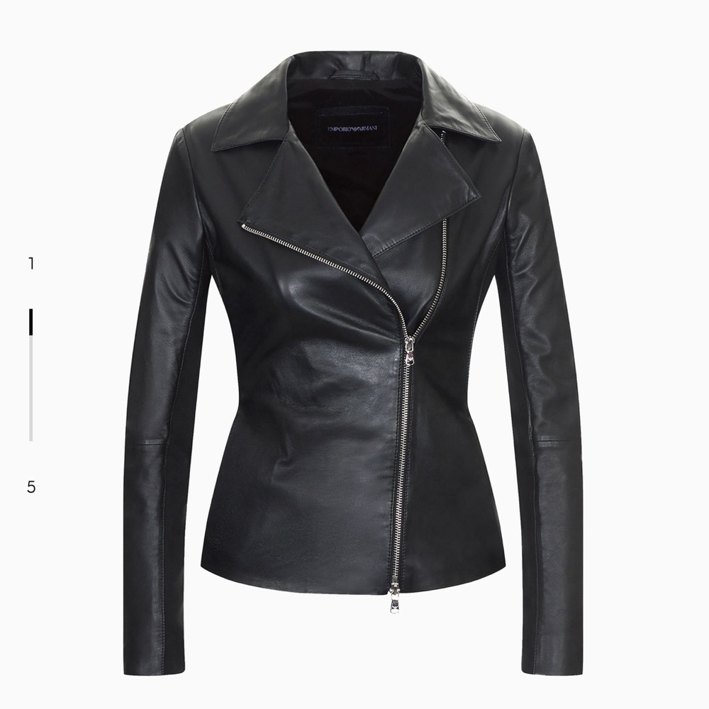 Emporio Armani SEMI-ANILINE NAPPA-LAMBSKIN JACKET WITH JERSEY INSERTS Size: 44